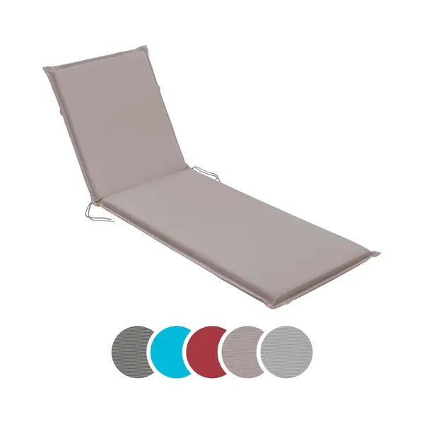 Sleepling Auflage Gartenliege, Bequeme Liegenauflage, Polster Sonnenliege 190x58 Cm, 6 Cm Dick, Befestigungsbänder, Waschbar, Taupe thumbnail