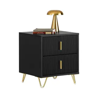 Sobuy - 2 Drawers Nightstand Side Table Lamp Table Black, fbt115-sch