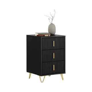 Sobuy - 3 Drawers Nightstand Side Table Lamp Table Black, fbt115-l-sch