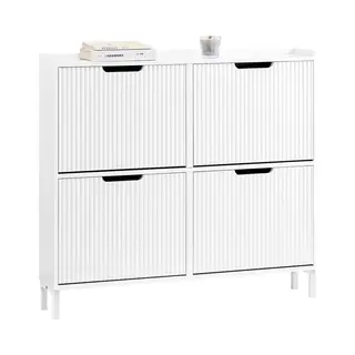 4 Flip-drawers Shoe Rack Shoe Storage Cupboard Organizer, fsr177-l-w - Sobuy