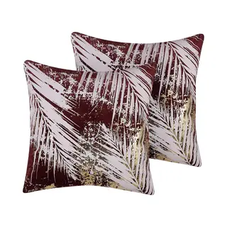Beliani Calla - Sierkussen Set Van 2 - Bordeaux - 45 X 45 Cm - Fluweel