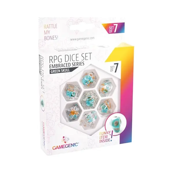 Gamegenic, Embraced Series - Green Skull - Rpg Dice Set thumbnail