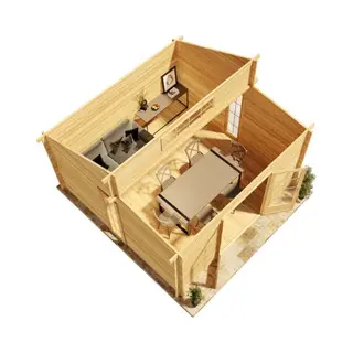 Alpholz Gartenhaus Lausitz Iso Gartenhaus Aus Holz In Grau, Holzhaus Mit 40 Mm Wandstärke, Blockbohlenhaus Mit Montagematerial