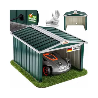 Gardebruk® Robot Mower Garage Green Metal With Gable Roof