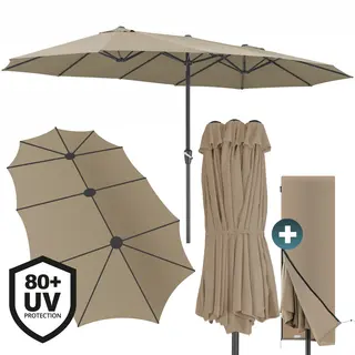 Kingsleeve® Doppelsonnenschirm Taupe Uv-Schutz 80+