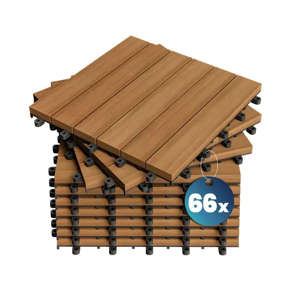 Casaria® Decking Tiles 66Pcs Acacia Wood 30x30cm thumbnail
