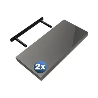 Casaria Wandplank – 2 St. 50 Cm 15kg Belastbaar – Grijs Hoogglans