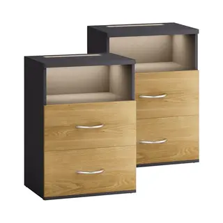 Casaria® Nachtkastje Jamie Set Van 2 Hout/Grijs 55x40x28cm
