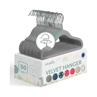 Laleni Fluwelen Kledinghangers Kinderen - Kleerhangers Peuter - Grijs - Set Van 30