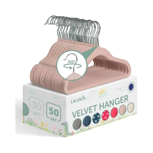 Laleni Fluwelen Kledinghangers Kinderen - Kleerhangers Peuter - Misty Rose - Set Van 50 thumbnail