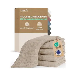Laleni Hydrofiele Doeken - 100% Katoen - Mousseline - 70x70cm - Beige - Set Van 5