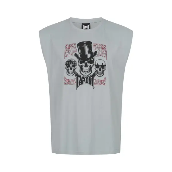 Tapout T-Shirt Skull Tank ärmelloses T-Shirt Normale Passform Grey/Black/Red-M thumbnail