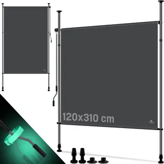 Kesser® Klemzonwering, 120x310 Antraciet Verticale Zonwering Voor Buiten, Uitschuifbaar En Ondoorzichtig | Verticale Zonwering Met Handslinger, Geen