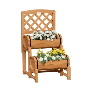 Outsunny Hochbeet Holz Blumenkasten Mit Rankhilfe 45 X 45 X 80 Cm Rustikales Design Für Garten Terrasse Balkon Gelb Gemüsebeet Aosom.de