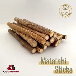 CatAmore 20x Matatabi Sticks Für Katzen Zahnpflege Natur Aus Matatabi Holz Gegen Mundgeruch Katzenspielzeug Zahnreinigung Kauspielzeug
