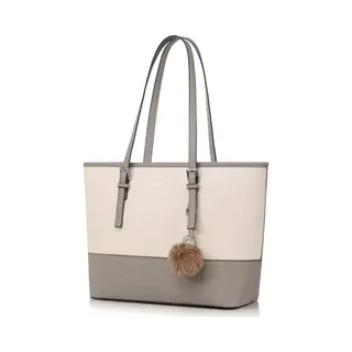 Tan.Tomi Dames Handtassen, Dames Tas Shopper Met Rits - Handtas - Schooltas- Grijs/beige