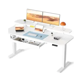 Comhoma Height-Adjustable Desk Electric 120x60cm With 3 Height Memory Controls White Liftable White Adjustable Height, 72-116 Cm Table Size, 120*60