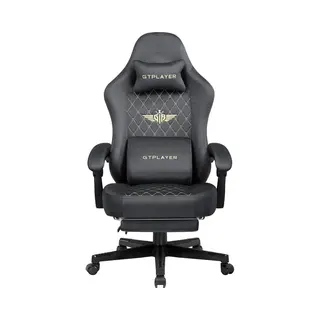 Gtplayer - Gaming Stoel Stof - 150 Kg Met Verenzitkussen En Voetensteun - Grijs