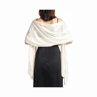 Sjaal Dames - Omslagdoek - 200x70 Cm - Beige - Zacht & Huidvriendelijk - Elegante Lichtgewicht - Glans Van Zijde - Dunne Omslagsjaal - Sjaal Voor