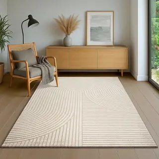 The Carpet Everest - Modern Kortpolig Vloerkleed Met Panglao-design, Hoog-laag 3D-effect, Hoge Pooldichtheid, Zacht En Comfortabel – Voor Woonkamer
