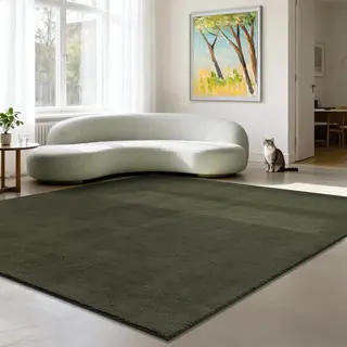 The Carpet Relax – Extra Zacht & Wasbaar Vloerkleed (30°C) Met Antislip, Fluweelachtige Structuur – Voor Woonkamer Of Slaapkamer – Darkgroen