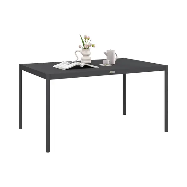 Outsunny Tuintafel - Aluminium - 145x90x74 Cm - Donkergrijs thumbnail