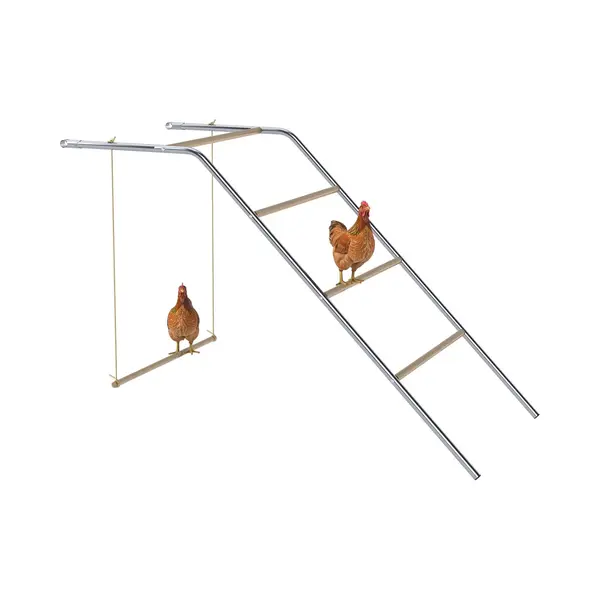 Pawhut Chicken Activity Shelf-Staal, Grenenhout-82L X 150B X 110H Cm-Zilver thumbnail