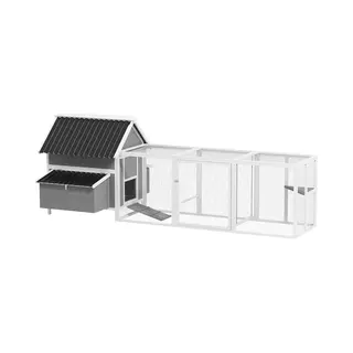 Pawhut Chicken Coop-Sparrenhout, Kunststof-283L X 133, 5B X 112H Cm-Grijs