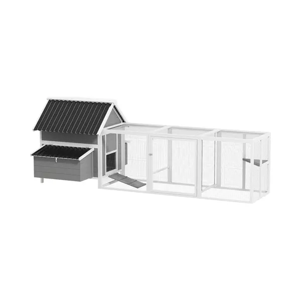 Pawhut Chicken Coop-Sparrenhout, Kunststof-283L X 133, 5B X 112H Cm-Grijs thumbnail