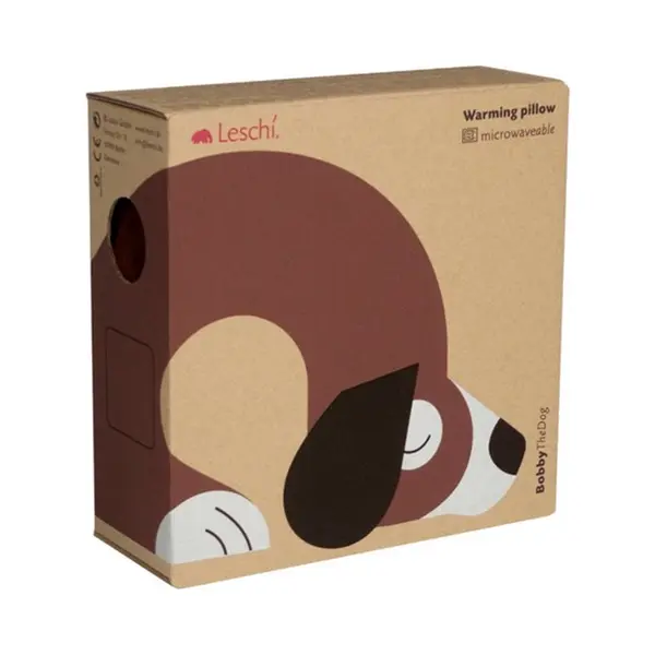 Warmtekussen / Knuffel - Leschi - Bobby De Hond - Biologische Tarwevulling - Opwarmen In Magnetron Of Oven - thumbnail