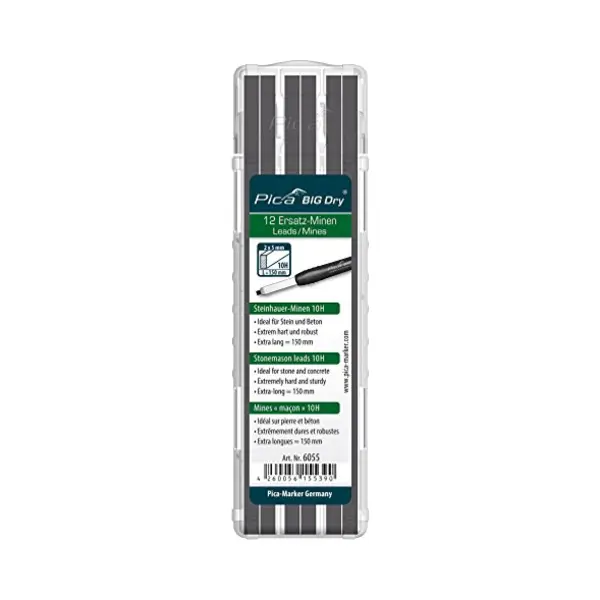 Pica Marker - Pica Big Dry 6060 Automatic Pencil Stonemason Hard 10h Graphite Refills 6055 thumbnail