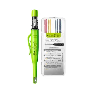 Pica-Dry Bundle 30402 I Set Bestehend 3030 Dry Automatic Longlife Tieflochmarker I Mit Spitzer Und Halteclip I Inkl. Spezial-Minen-Set 4020 I 4x