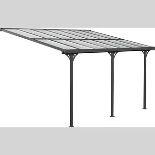 Aluminium Terassenüberdachung Mit Doppelstegplatten 'bruce', Schwarz, 435 X 300 X 225-270 Cm (l X B X H) - Westmann