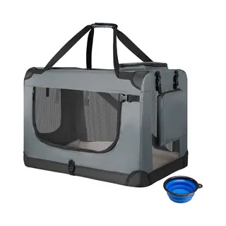Hundetransportbox Lassie Xl (grau) Faltbar - 56 X 81 X 58 Cm - Hundebox Mit Decke, Tasche & Griffen – Stoff Autotransportbox Für Hunde - Juskys