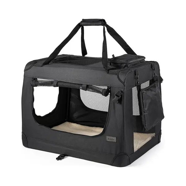 Caisse De Transport Pour Chiens Lionto En Textile, Noir 58x82x58cm thumbnail