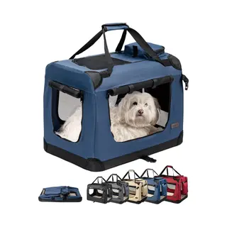 Lionto Dog Transport Box Foldable For Travel & Car, 60x42x44 Cm, Sturdy Transport Box With Carrying Handles & Blanket For Cats & Dogs Up To 12 Kg,