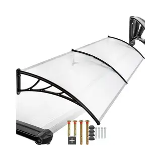 Tectake Canopy Transparent - Solid Front Door Rain Shelter In Clear | Size, 3m
