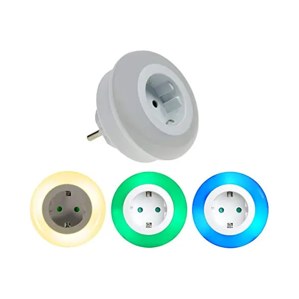 Trango 1er Set 11-053 Led Nachtlicht Mit Steckdose Orientierungslicht, Nachtlampe Incl. Helligkeits- Dämmerungssensor & Touchschalter Für Drei Led thumbnail