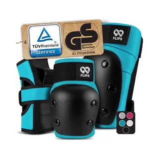 99FLIPS Inliner Schoner Erwachsene Mit Gs [6er Set] Dive - L In Hellblau - Schoner Inliner Damen Schützer Erwachsene - Knieschoner Kinder 12 Jahre