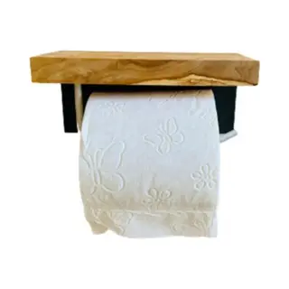 D.O.M. Toiletrolhouder Met Telefoonhouder – Zonder Boren – Olijfhout