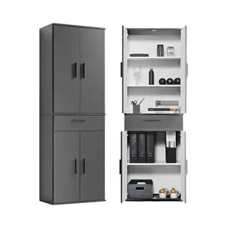 Mokebo Mehrzweckschrank Büroschrank 'Der Praktische' (60x180 Cm) Aus Holz, Mit Schublade, Aktenschrank, Auch Als Schuhschrank, Flurschrank Oder