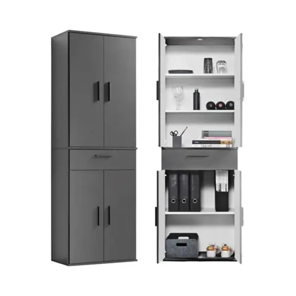 Mokebo Mehrzweckschrank Büroschrank 'Der Praktische' (60x180 Cm) Aus Holz, Mit Schublade, Aktenschrank, Auch Als Schuhschrank, Flurschrank Oder thumbnail