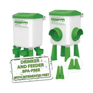 Meine Hennen MeineHennen Futterautomat 4 Kg Und Wasserspender 8 L Für Hühner - Abnehmbare Füße Kurz Und Lang - Hygienischer Futterspender Und