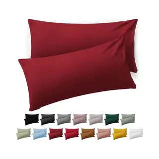 Blumtal Kussensloop Set Van 2 Zachte Geborstelde Microvezel-kussenslopen Met Flapsluiting Morgenrood (Aurora Red), 40 X 80 Cm