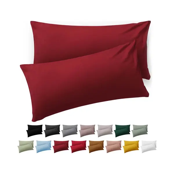 Blumtal Kussensloop Set Van 2 Zachte Geborstelde Microvezel-kussenslopen Met Flapsluiting Morgenrood (Aurora Red), 40 X 80 Cm thumbnail
