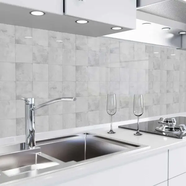 danario Keuken Achterwand Zelfklevend - Spatscherm Keuken - Spatwand Fornuis - Muurbeschermer - Verstevigde Pet Folie - 0, 37 Mm - Mat - Tegels Grijs - thumbnail