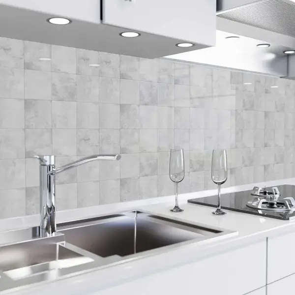 danario Keuken Achterwand Zelfklevend - Spatscherm Keuken - Spatwand Fornuis - Muurbeschermer - Verstevigde Pet Folie - 0, 37 Mm - Mat - Tegels Grijs - 400 Cm thumbnail