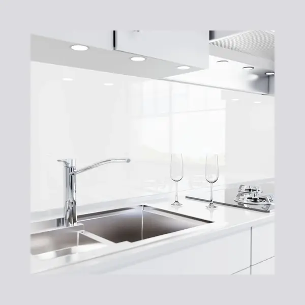 Danario Küchenrückwand Selbstklebend - Glasoptik - Spritzschutz Küche - Versteifte Pet Folie - 0, 8 Mm - Polarweiß - 80cm X 500cm thumbnail