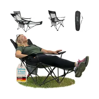 Skandika Campingstoel Met Voetensteun Toras - 2-in-1 Ligfunctie, Opvouwbare Ligstoel, Verstelbare Rugleuning, Lichtgewicht, Klapstoel Met Bekerhouder,