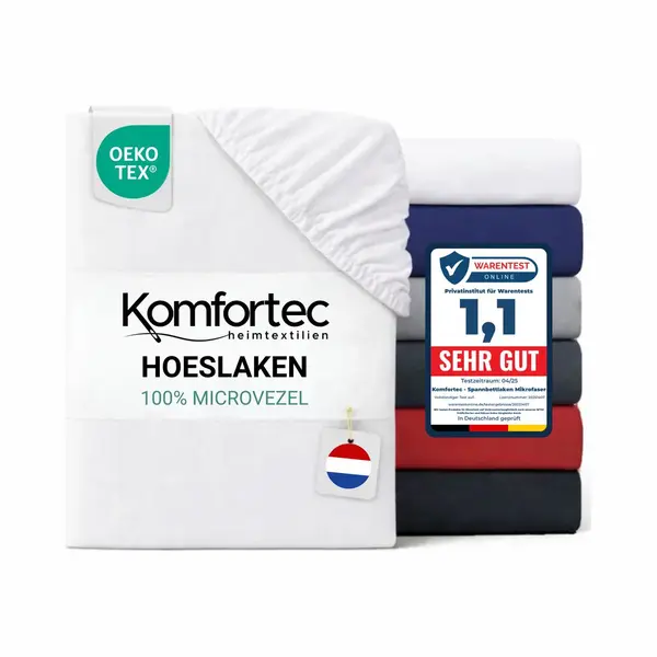 Komfortec Mikrofaser Spannbettlaken 200x200 Cm – Weiches Spannbetttuch Mit Rundumgummi – Fitted Sheet Für Matratzen Bis 30 Cm – Weiß – thumbnail